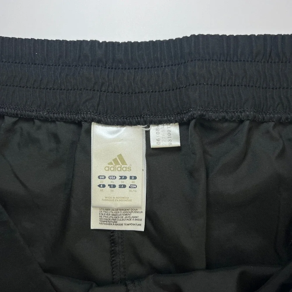 Adidas Vintage Track Pants Men XL Black White Side Stripe Windbreaker Joggers